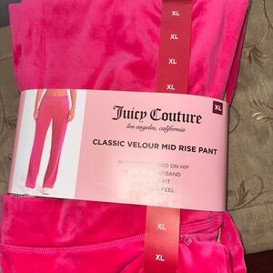 NWT Juicy Couture Classic Velour Mid Rise Pants XL Vixen Pink